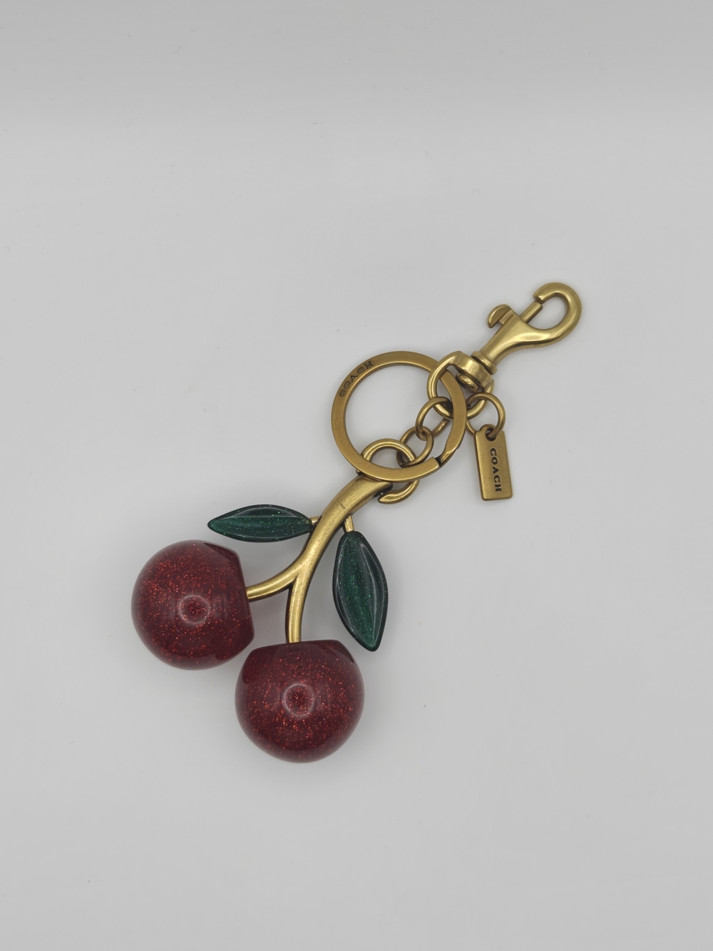 Coach Red Cherry Key & Card Holder Charm with Gold Hardware - Picture 4 of 4